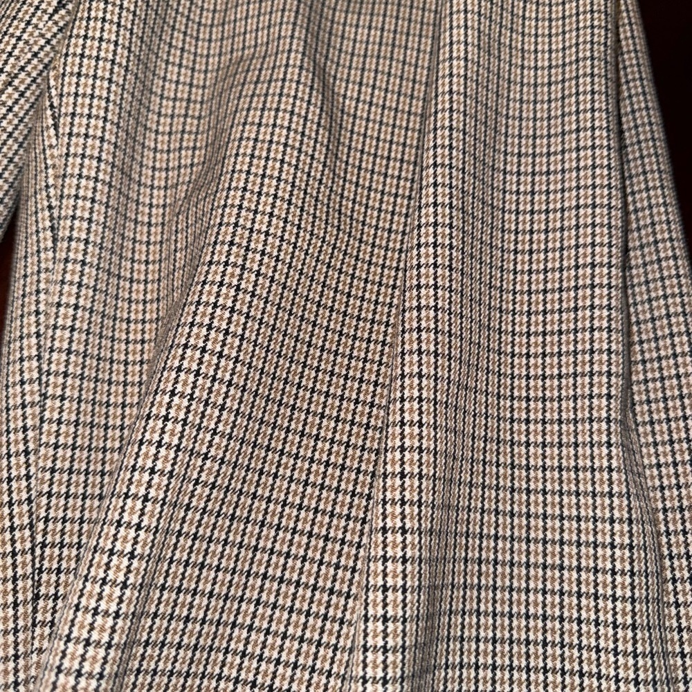 ZARA girls plaid trousers size 11-12 brown houndstooth elastic waist long - Picture 2 of 6